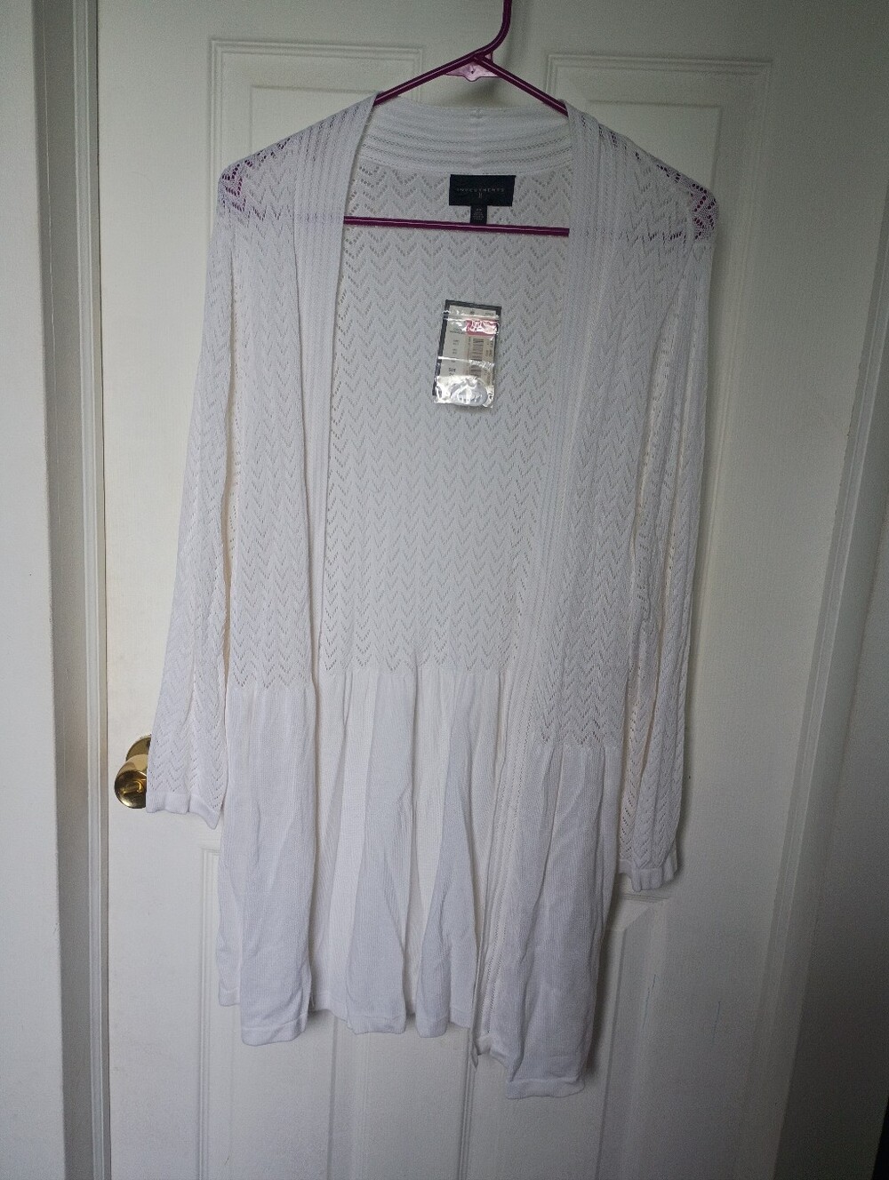 Investments Beachy White Open-Knit Cardigan